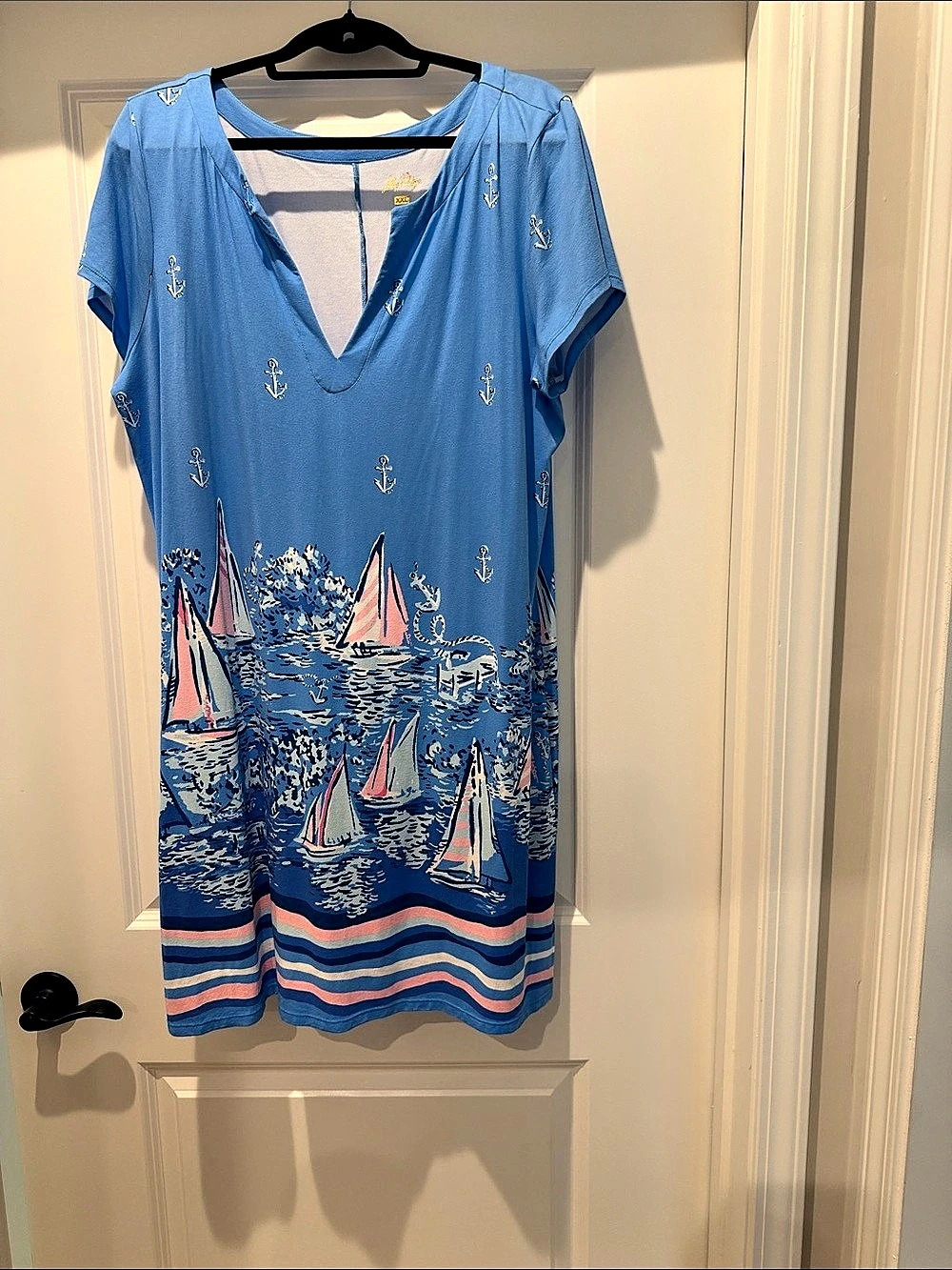 Lilly Pulitzer Sophiletta Dress Nautical Print Blue & Pink XL